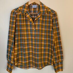 Vintage Western Plaid Button Down Top Paddle & Saddle